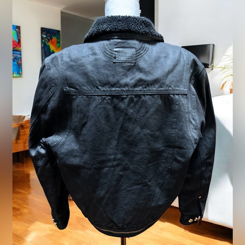 Born fly coated black denim/ jean jacket with gold hardware - Picture 4 of 12
